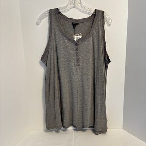 Torrid Women's Heather Gray Henley Tank Top Size 0/ L/ 12 New With Tag